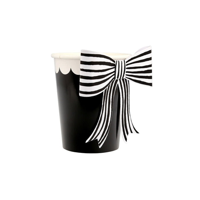 Black and White Stripy Bow Cup