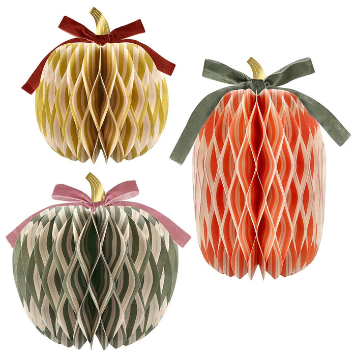 Fall Stripe Paper Honeycomb Pumpkins