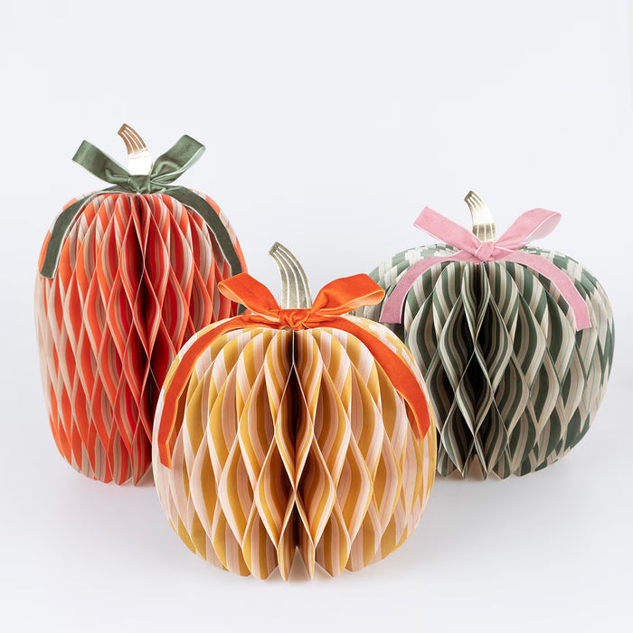 Fall Stripe Paper Honeycomb Pumpkins