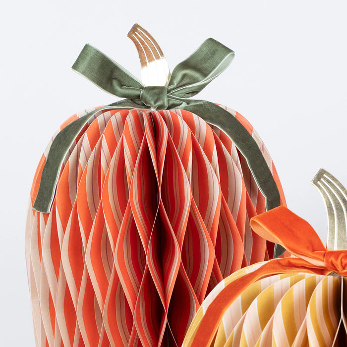 Fall Stripe Paper Honeycomb Pumpkins