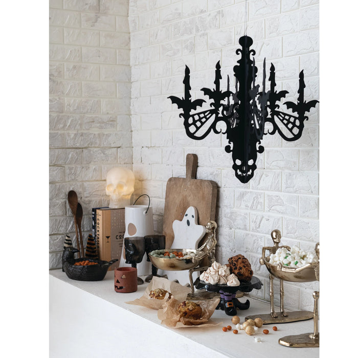 Hanging Interlocking MDF Chandelier with Bats & Spider Webs