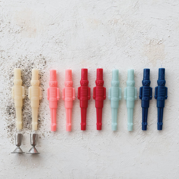 Red Unscented Nutcracker Shaped Taper Candles in Box