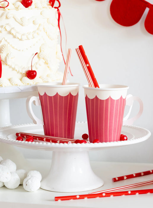 Striped cup with handle