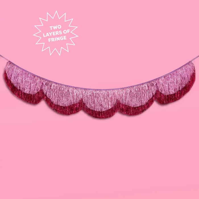 Tickled Pink Fringe Scalloped Banner
