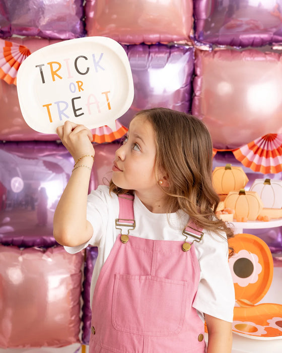 Trick or Treat Word Bubble Shaped Paper Plate