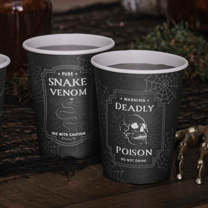 Black Potion Label Halloween Party Paper Cups