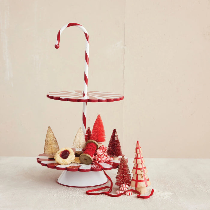 Decorative 2-Tier Candy Cane Tray