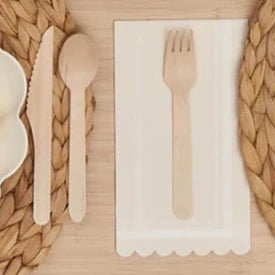 Cream Eco Friendly Wooden Cutlery