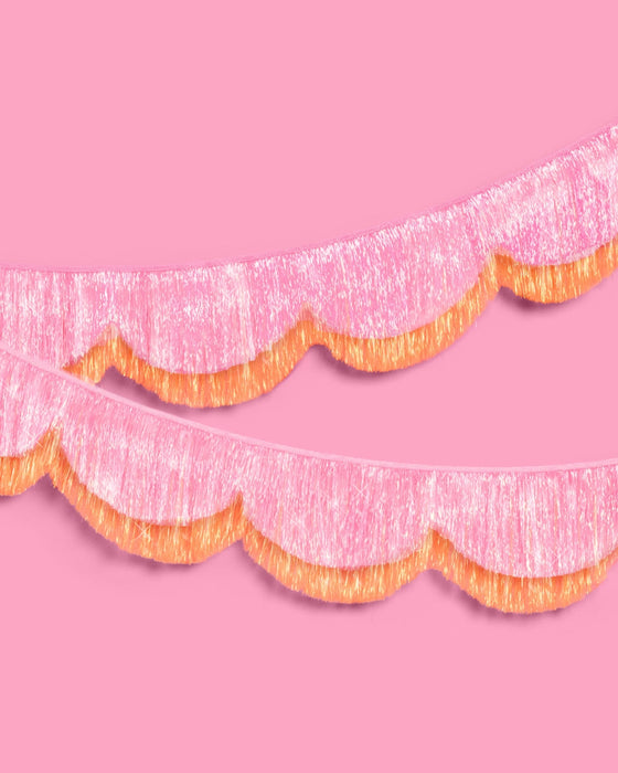 Pink Orange Scallop Fringe Banner