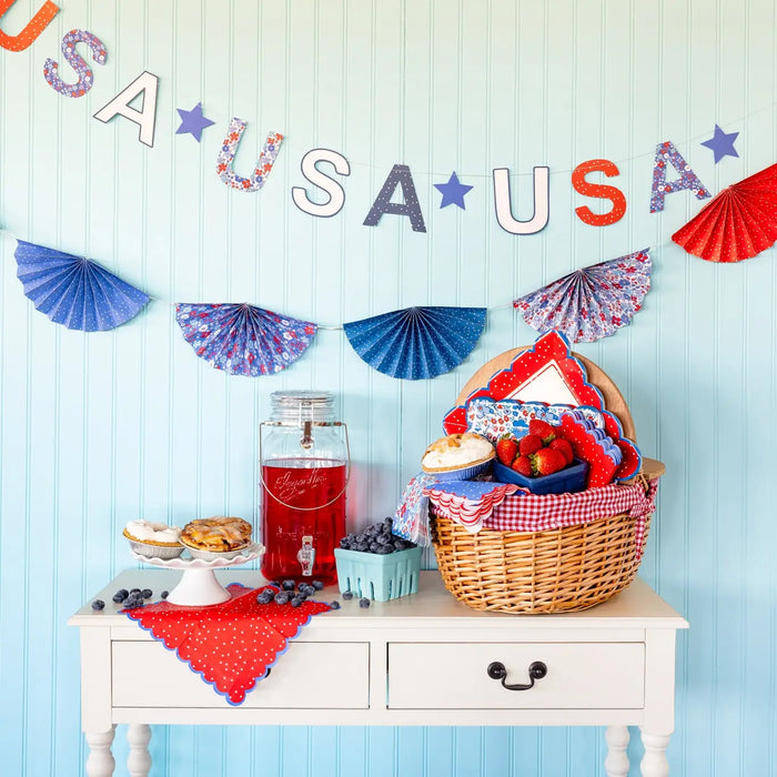 Floral Americana Bunting Banner