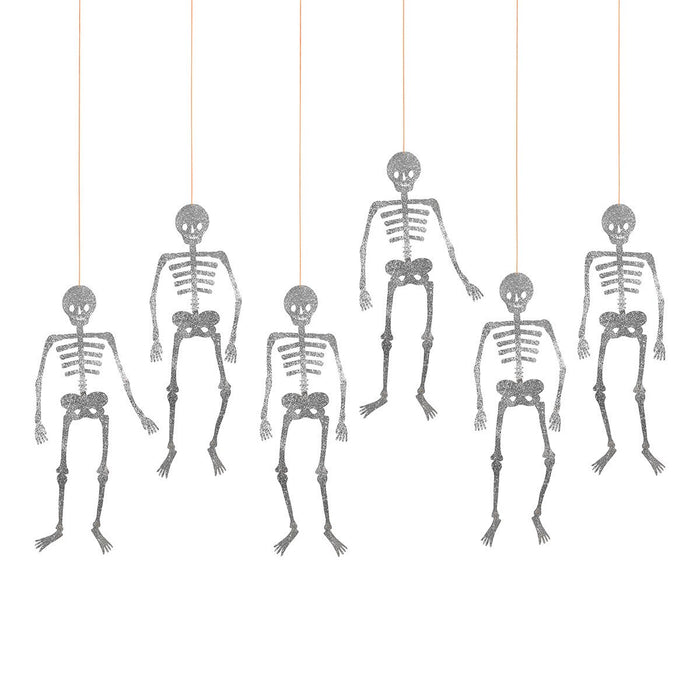 Glitter Jointed Skeleton Decorations