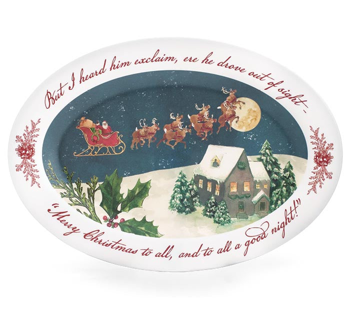 Night Before Christmas Sleigh Melamine Platter