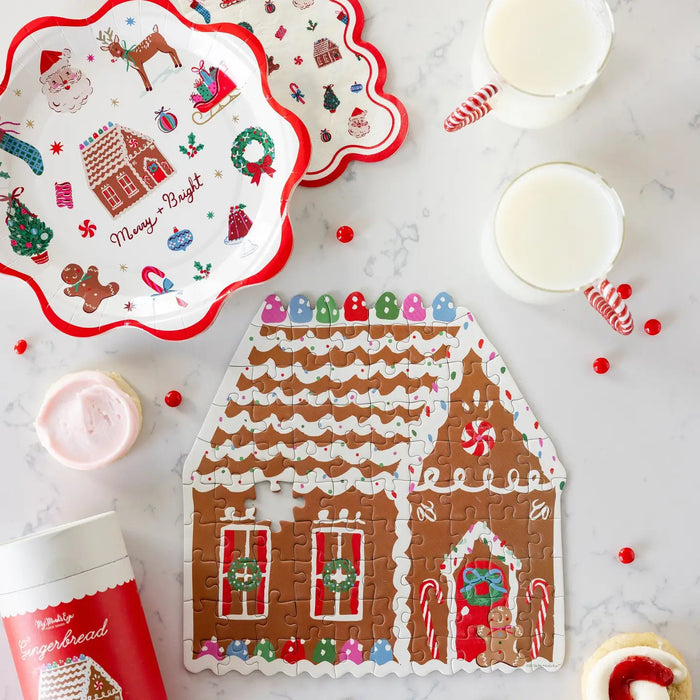 Gingerbread House Shaped Jigsaw Puzzle 87pc