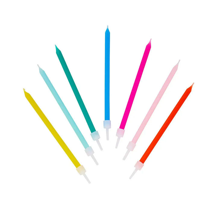 Tall Rainbow Birthday Candles- 16 Pack