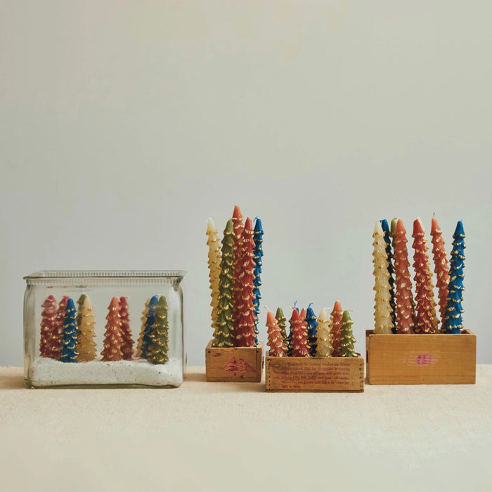 Coral Unscented Tree Shaped Taper Candles in Box