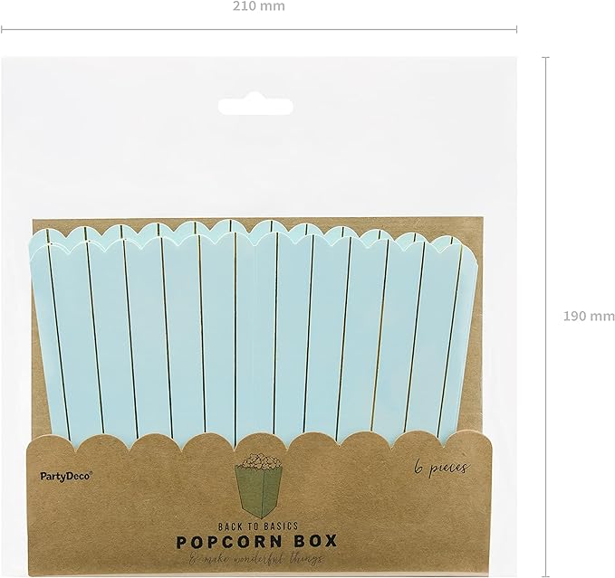 Pop Corn Boxes Light Blue with Gold Stripes