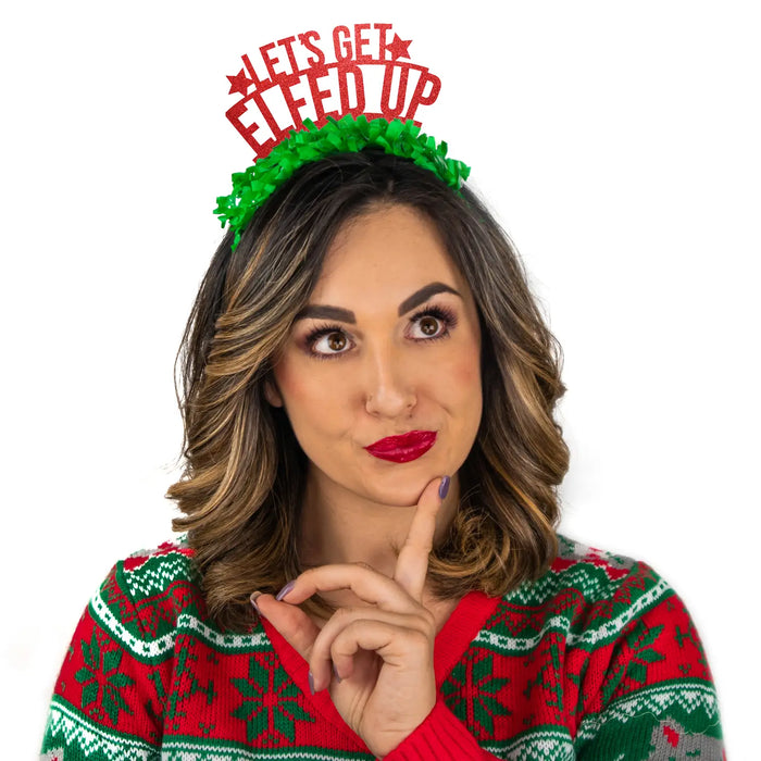 Let'S Get Elfed Up Holiday Christmas Party Crown Headband