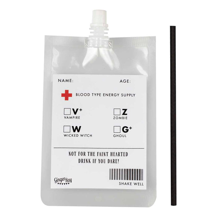 Halloween Blood Bag Drinks Pouches with Straws