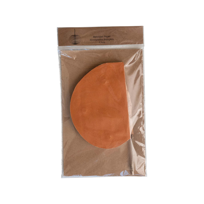 Large Recycled Paper Folding Honeycomb Pumpkin w/ Dried Natural Twig Stem