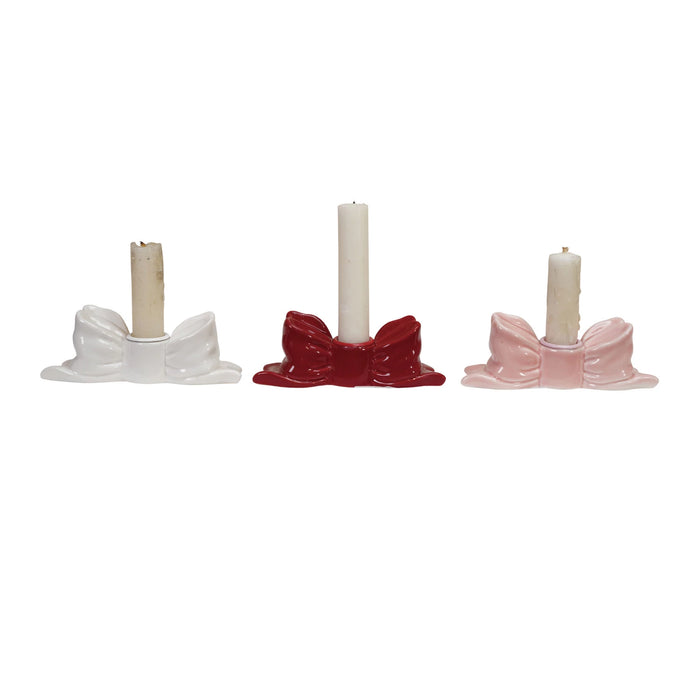 Stoneware Bow Shaped Taper Holder