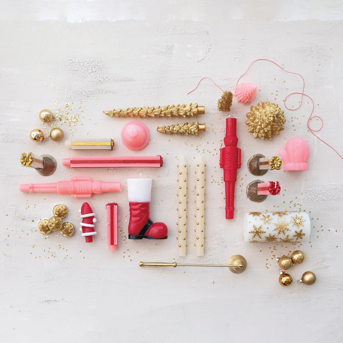 4" Pink & Red Unscented Package Shaped Taper Candles in Box