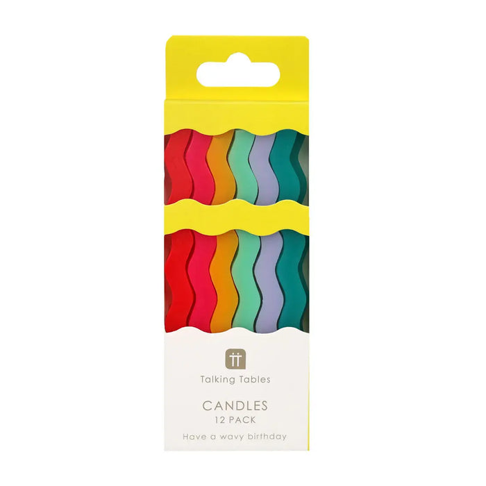Colorful Wavy Tall Birthday Candles- 12 pack
