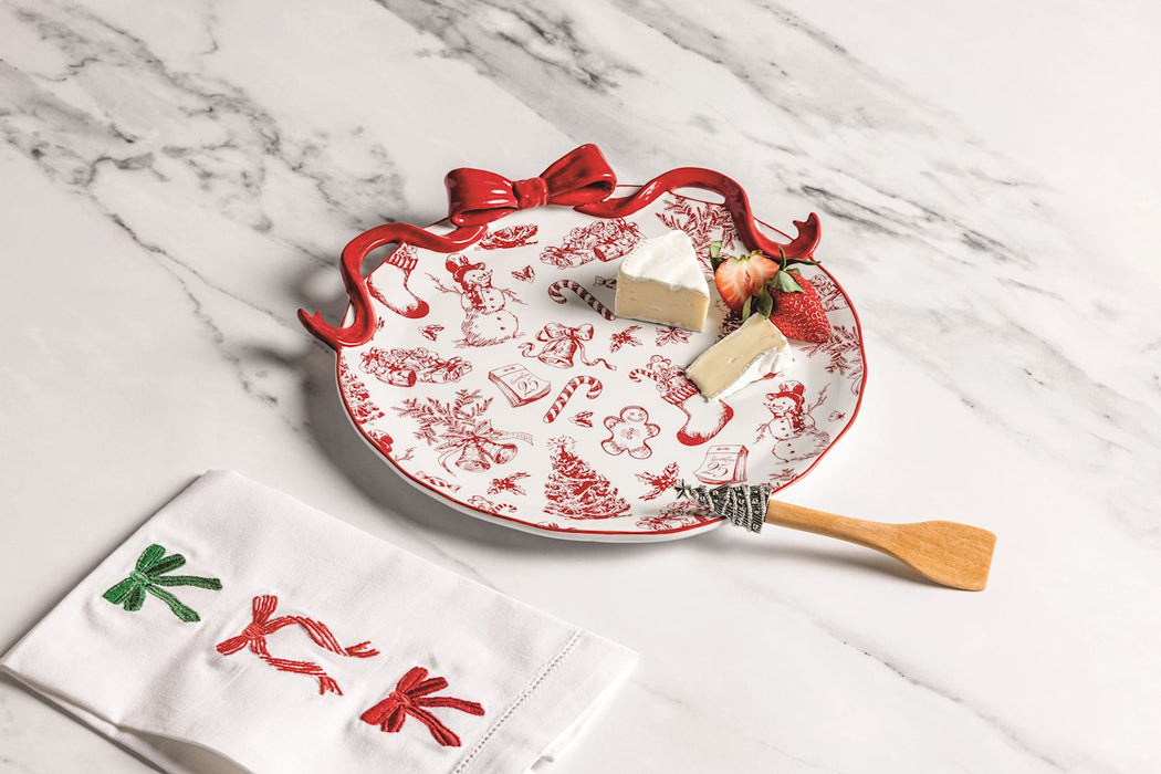 Bow Christmas Cookie Platter with Spreader