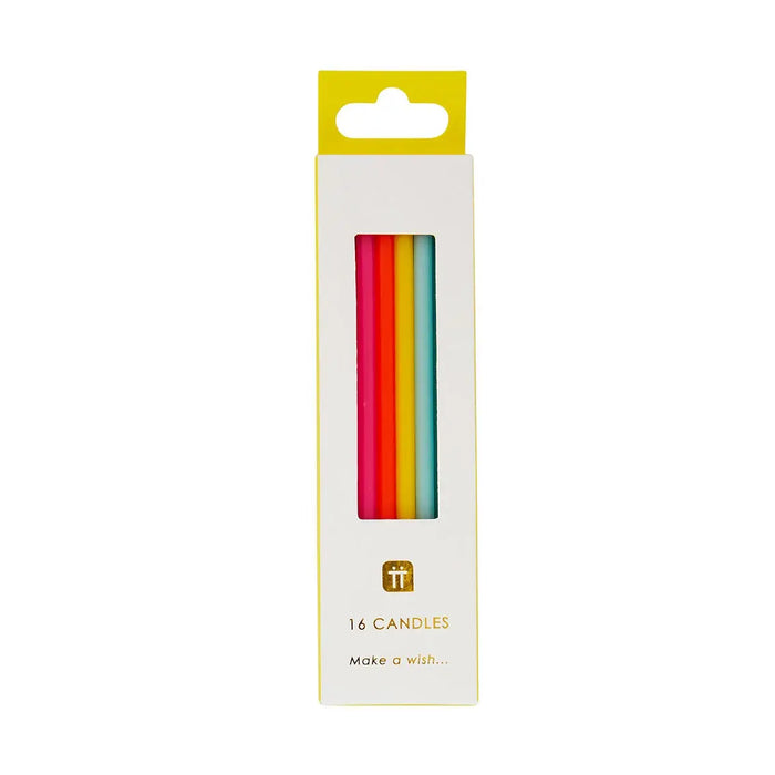 Tall Rainbow Birthday Candles- 16 Pack