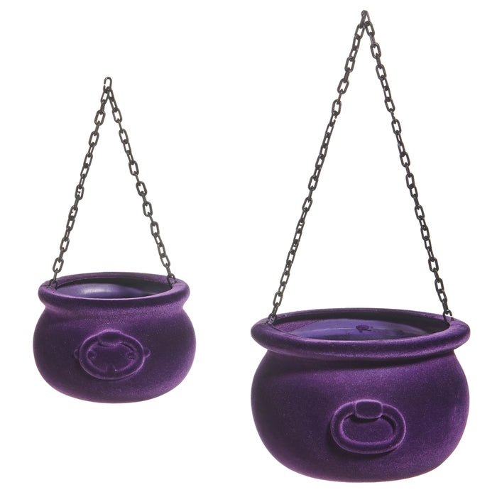 Purple Flocked Cauldrons Set