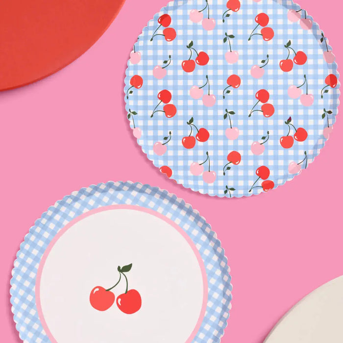 Cherry Gingham Paper Plates