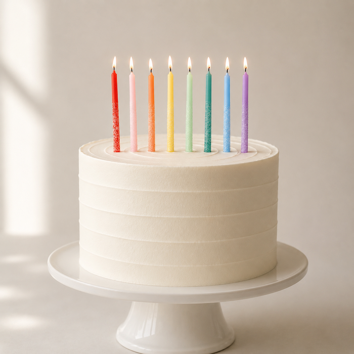 Rainbow Multicolor Candles with Iridescent Glitter