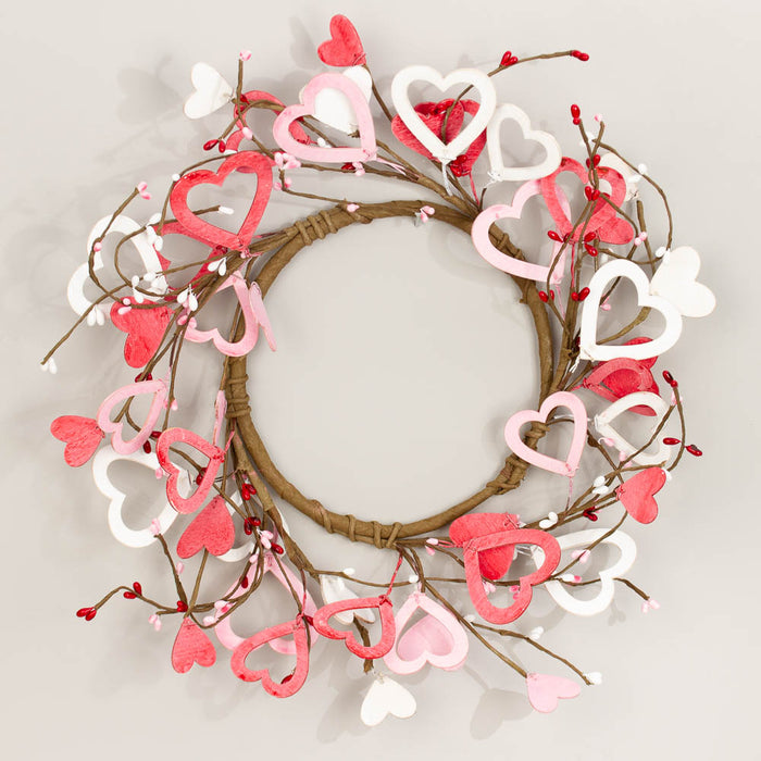Valentine's Day Wood Heart & Berries Candle Rings