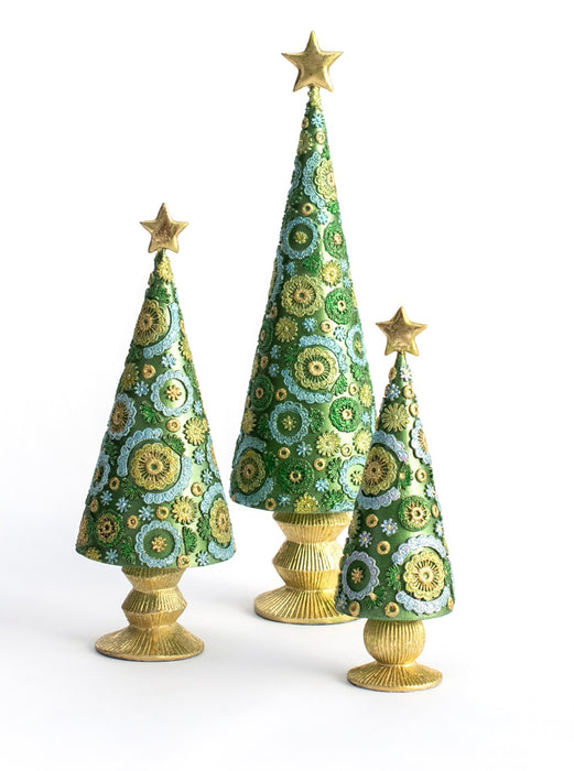13.75" Blossom Cone Tree w/Star (Evergreen)