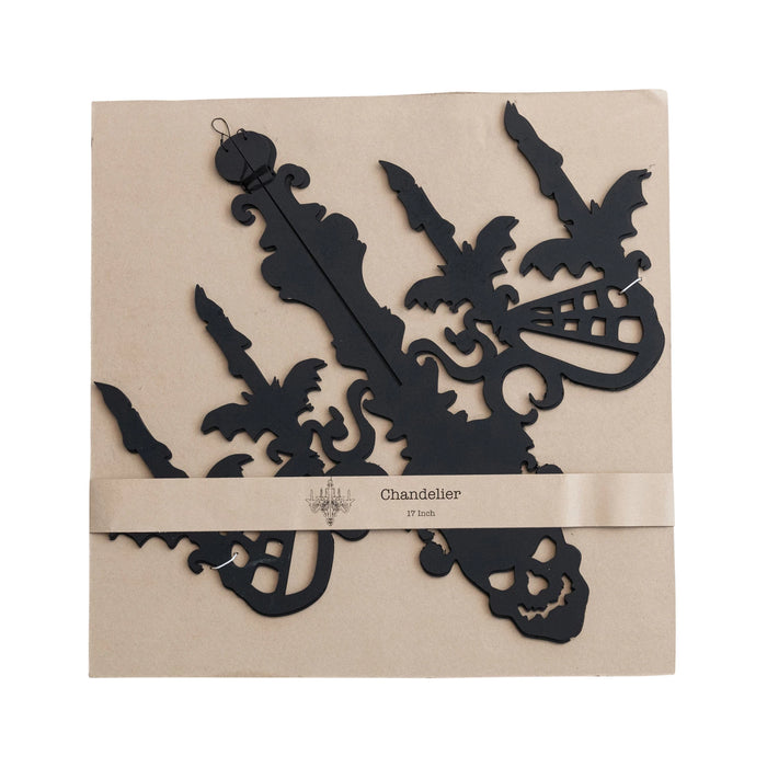 Hanging Interlocking MDF Chandelier with Bats & Spider Webs