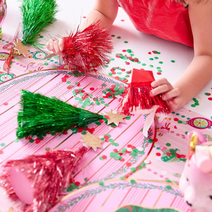 Colorful Tinsel Christmas Tree Confetti Crackers- 6 Count