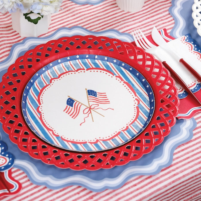 Dusty Blue Fancy Scallop Paper Placemats