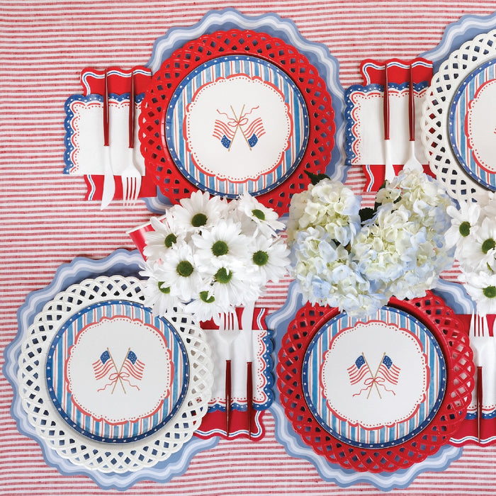 Dusty Blue Fancy Scallop Paper Placemats