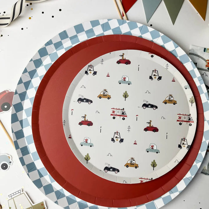 Checkered Blue Plates