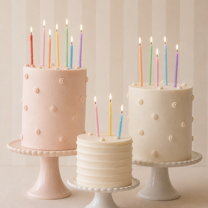 Rainbow Multicolor Candles with Iridescent Glitter
