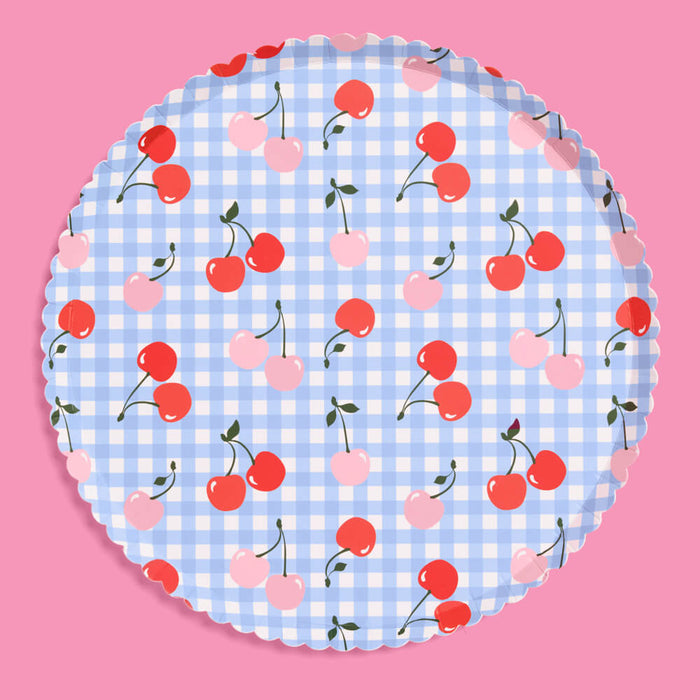 Cherry Gingham Paper Plates