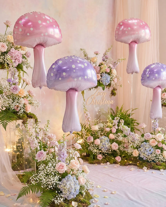 Pastel Mushroom Foil Balloons