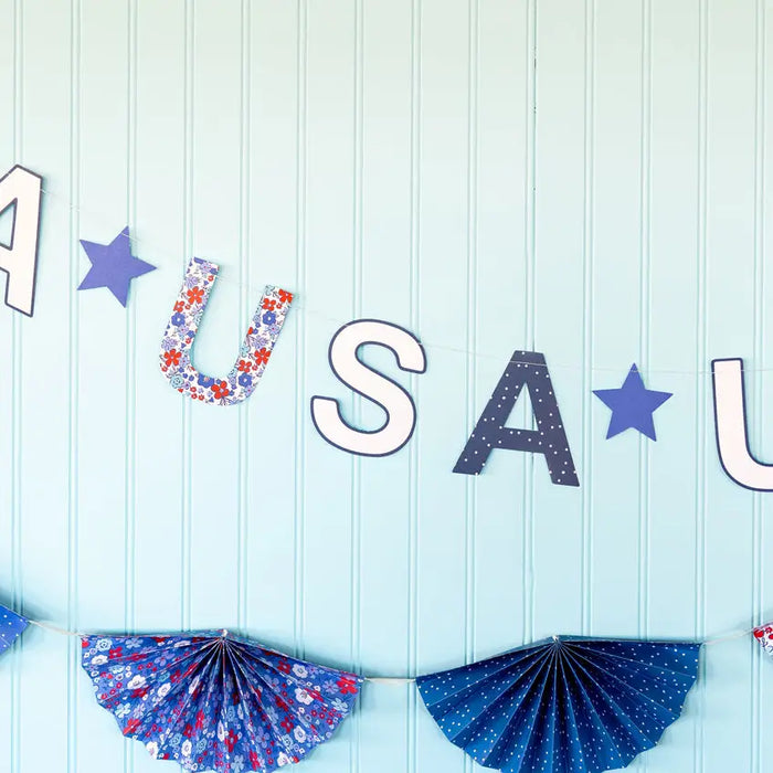 Floral Americana Bunting Banner