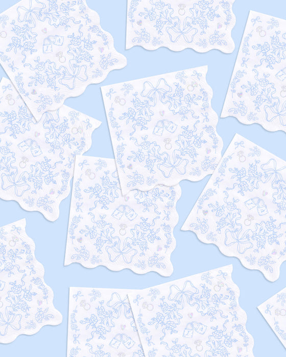 Blue I Do Bridal Wavy Napkins