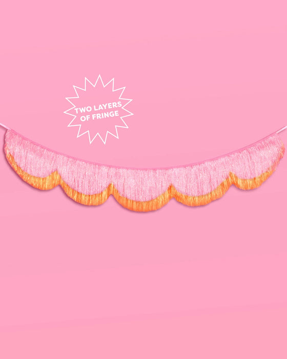 Pink Orange Scallop Fringe Banner