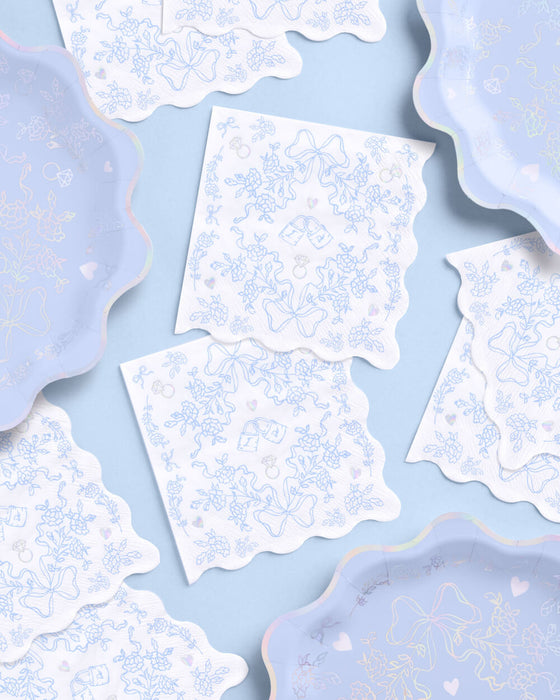 Blue I Do Bridal Wavy Napkins
