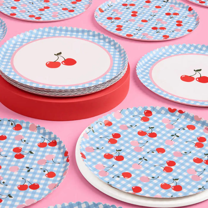 Cherry Gingham Paper Plates