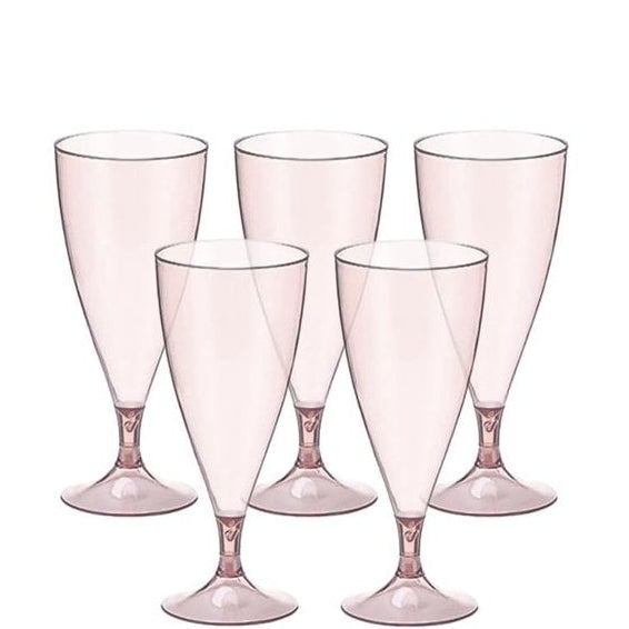 Pink & Gold Plastic Champagne Glasses