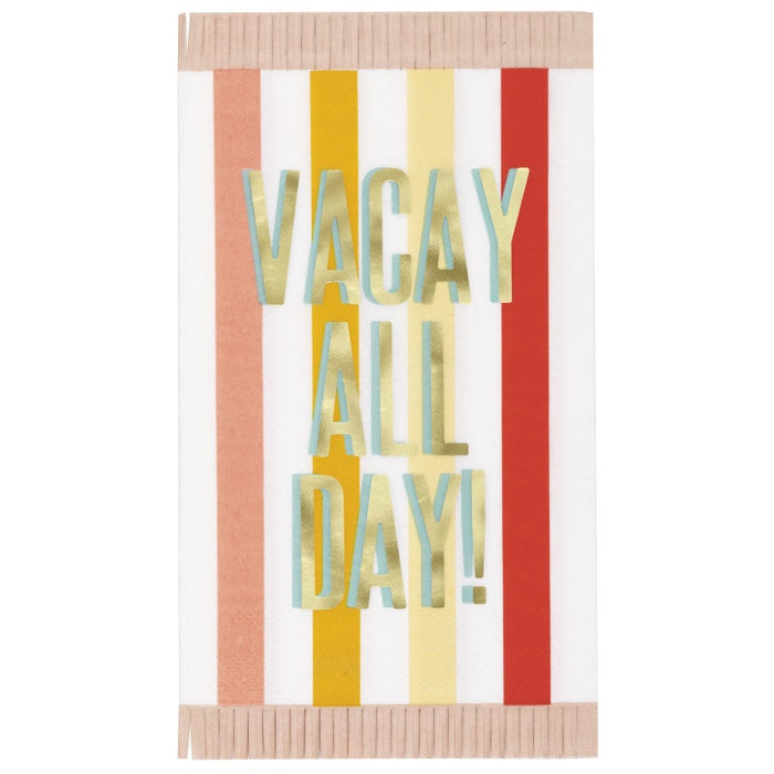 Poolside Summer "Vacay All Day" Fringed Guest Napkins