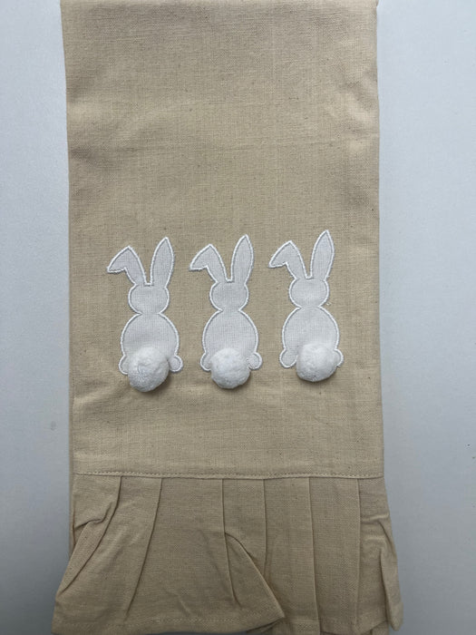 Bunny Ruffle Hand Towel Oat/White