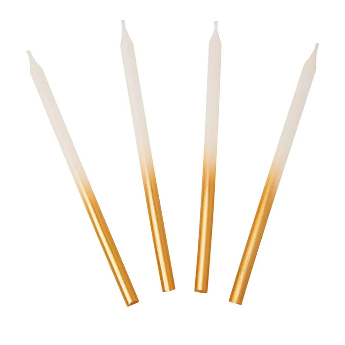 White & Gold Birthday Candles-  16 Pack